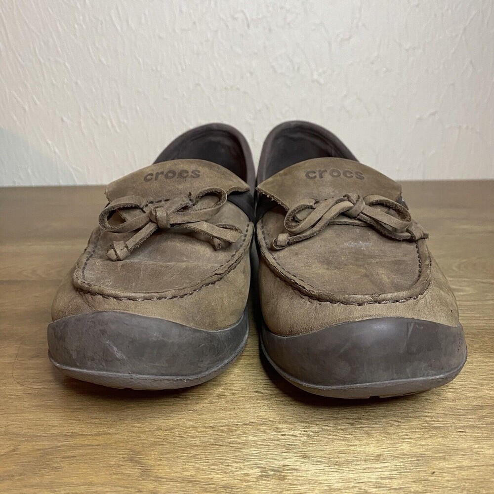 Crocs Womens Size 11 Suede Nubuck Wrapped Loafer Bow Croslite Lightweight - Picture 3 of 15
